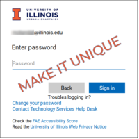 login screen where one enters a password with the call to action, "Make It Unique"