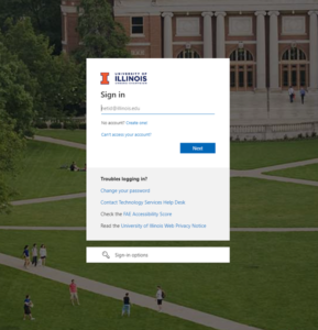 sign in screen for Illinois login